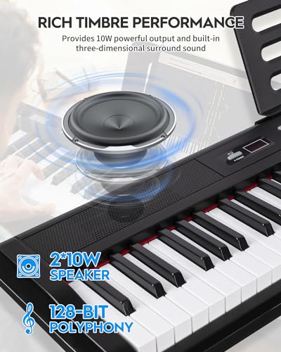 STRICH 88 Key Digital Piano Full Size Electric Keyboard with Semi-Weighted Sensitive Keys, Portable Electric Piano Set With Piano Stand, Sustain Pedal, Headphones, Music Rest, Black, SEP-150
