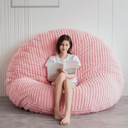 BYBYME 3 in 1 Bean Bag Chairs, Bean Bag Bed for Adults High-Density Foam Filling, Convertible Sofa Bed Faux Fur, Giant Bean Bag Chairs for Adults