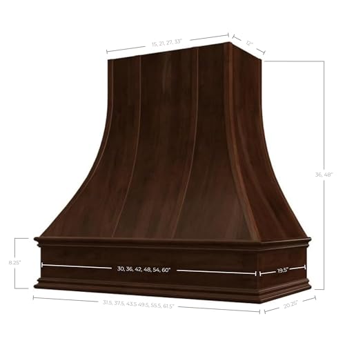 Riley & Higgs Curved Front Range Hood Cover With Decorative Molding - Wall Mounted Wood Range Hood Covers, Plywood and Maple
