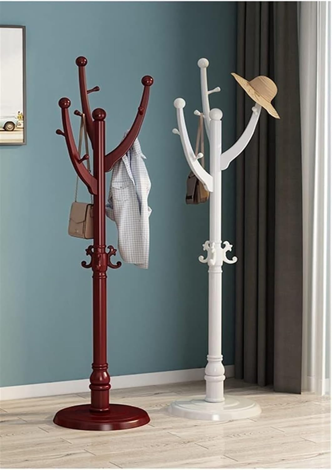 Free Standing Coat Rack Household Floor Coat Rack Coat Tree with 9 Hooks Fashionable Modern Coats and Hats Standing Coat Rack Handbag Clothes Accessories Standing Coat Rack(Color:A) (B)