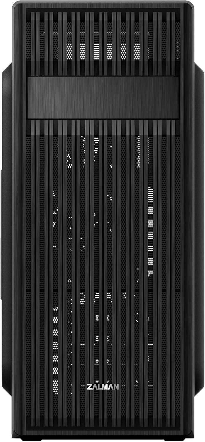 Zalman T6 ATX Mid Tower Computer PC Case, Pre-Installed 120mm Fan, 5.25 ODD, USB 3.0, Patterned Mesh Design, mATX ITX for Gaming Workstation, Black