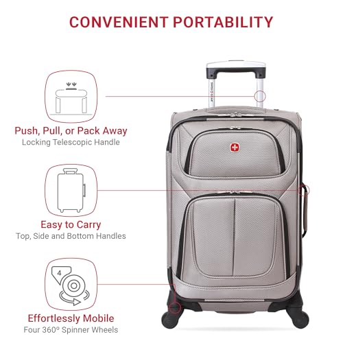 SwissGear Sion Softside Expandable Luggage, Black, Checked-Large 29-Inch