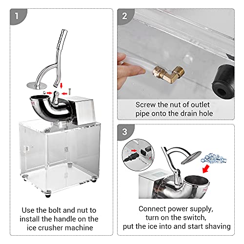 WeChef Electric Snow Cone Machine Slush Maker Stainless Steel Crusher for Commercial Use