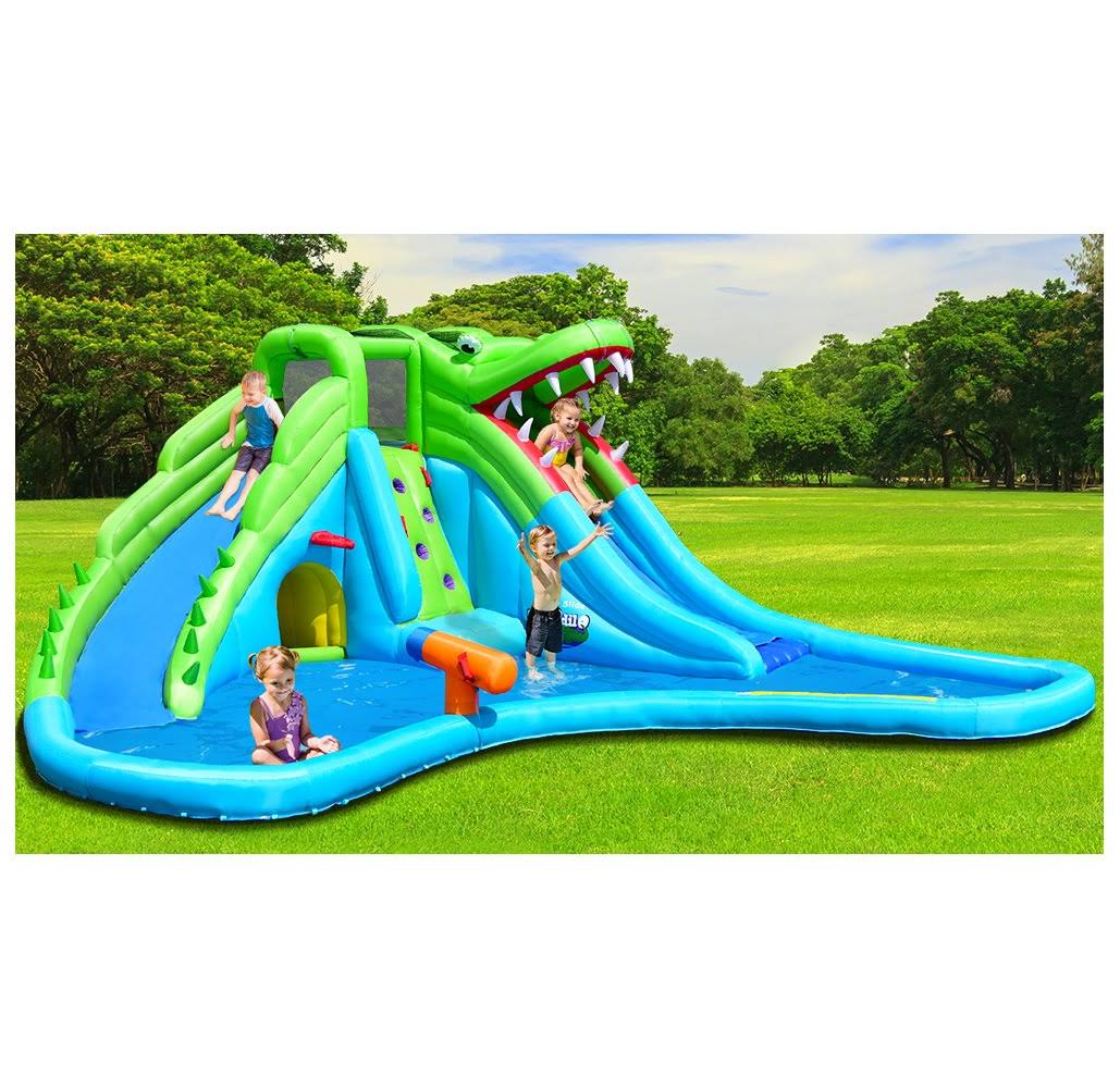Costway Crocodile Inflatable Water Slide Climbing Wall Bounce House