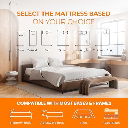 6/8/10/12 King Cooling Green Tea Gel Memory Foam Medium-Firm Mattress Pressure Relief CertiPUR-US Certified Mattress-in-a-Box Kids and Adults No Fiberglass (King, 10 in)