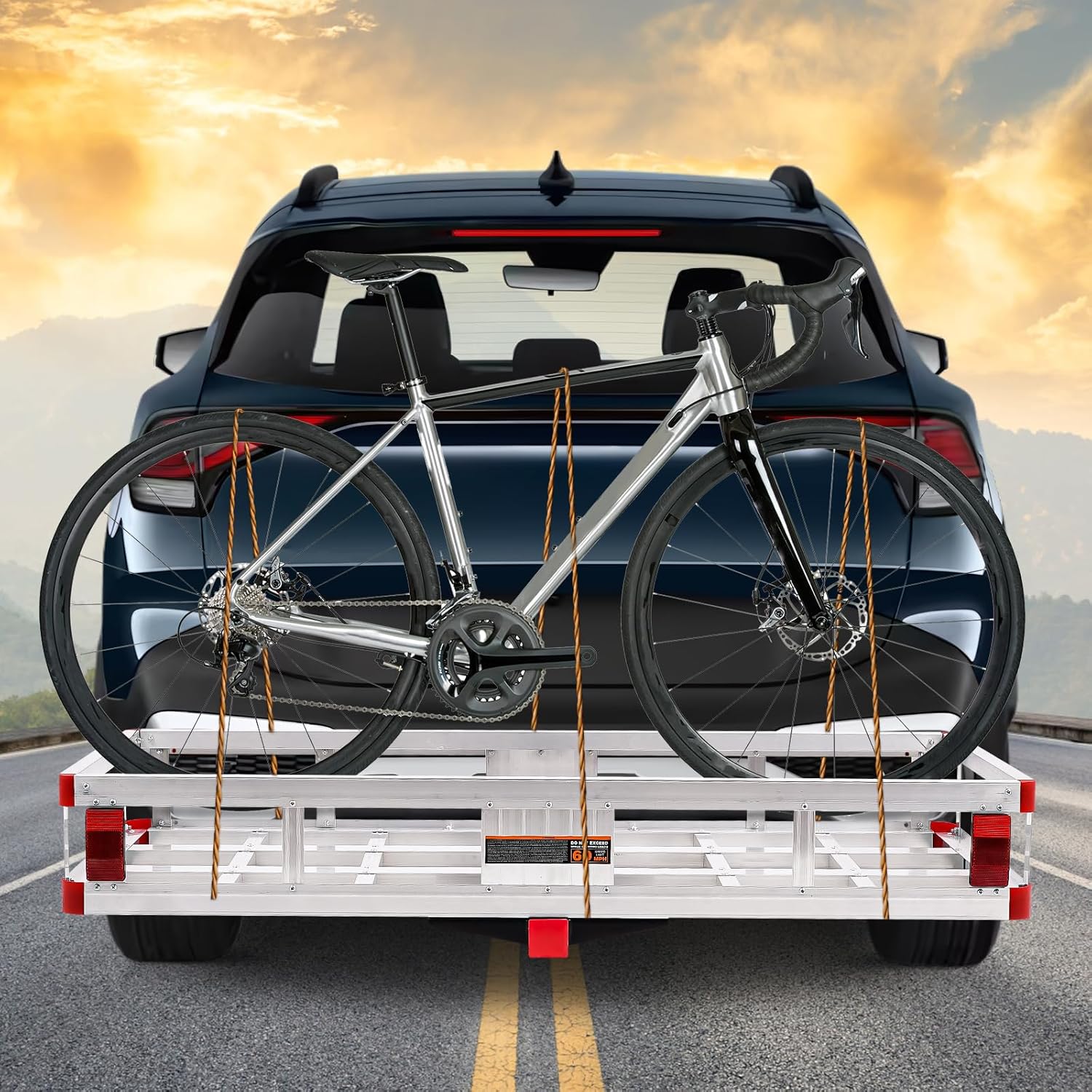 Hitch Cargo Carrier 49.4 x 22.4 x 7.1 inch,Trailer Hitch Mount Aluminum Cargo Basket Fits 2" Hitch Receiver, Luggage Carrier Rack for RV's, Trucks, Pickups, 500lb Capacity,Silver
