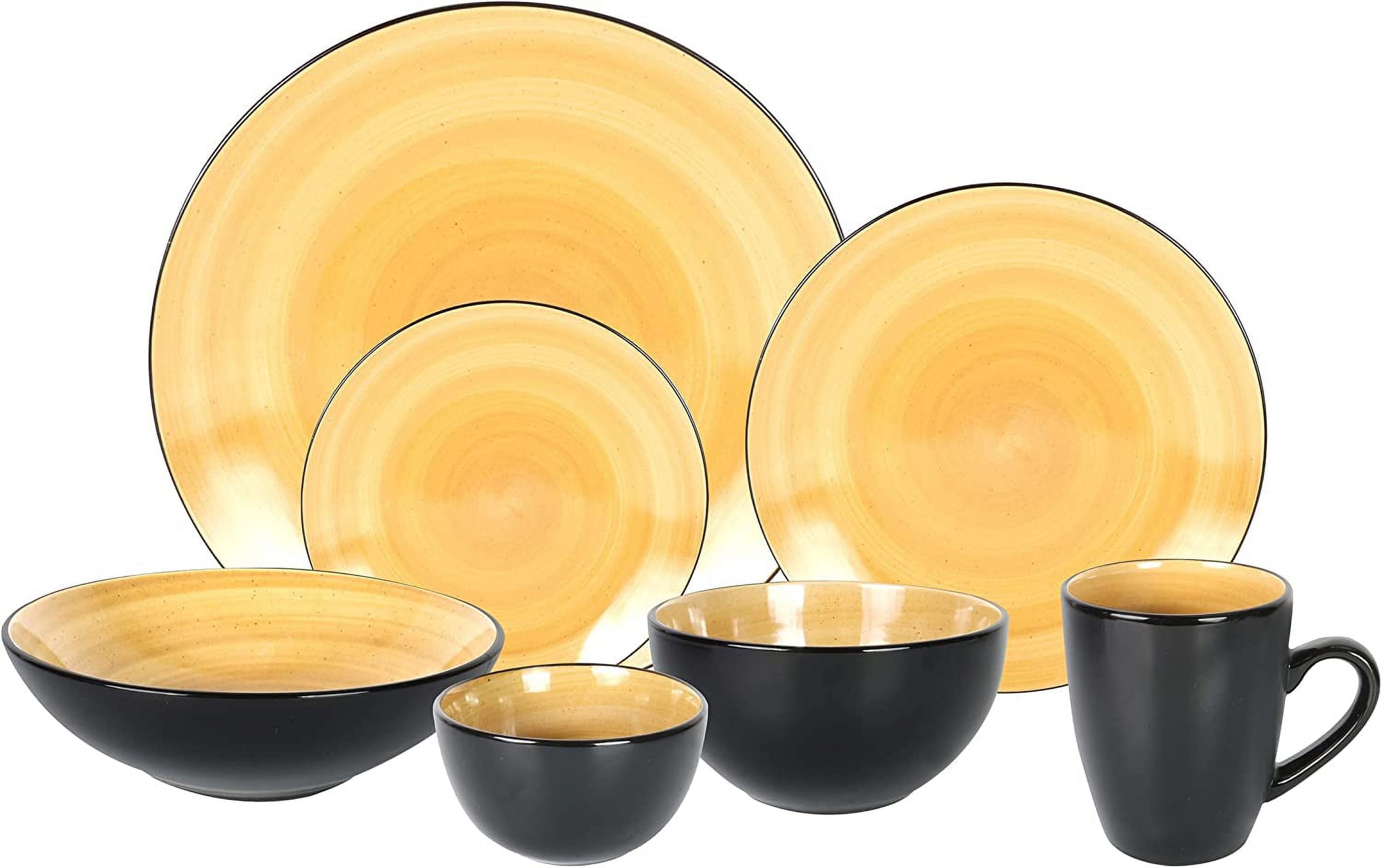 Stoneware Sonoma Dinnerware Set Black + Speckled Spin Wash (56Pc Set Mix Blue Green Red Yellow)