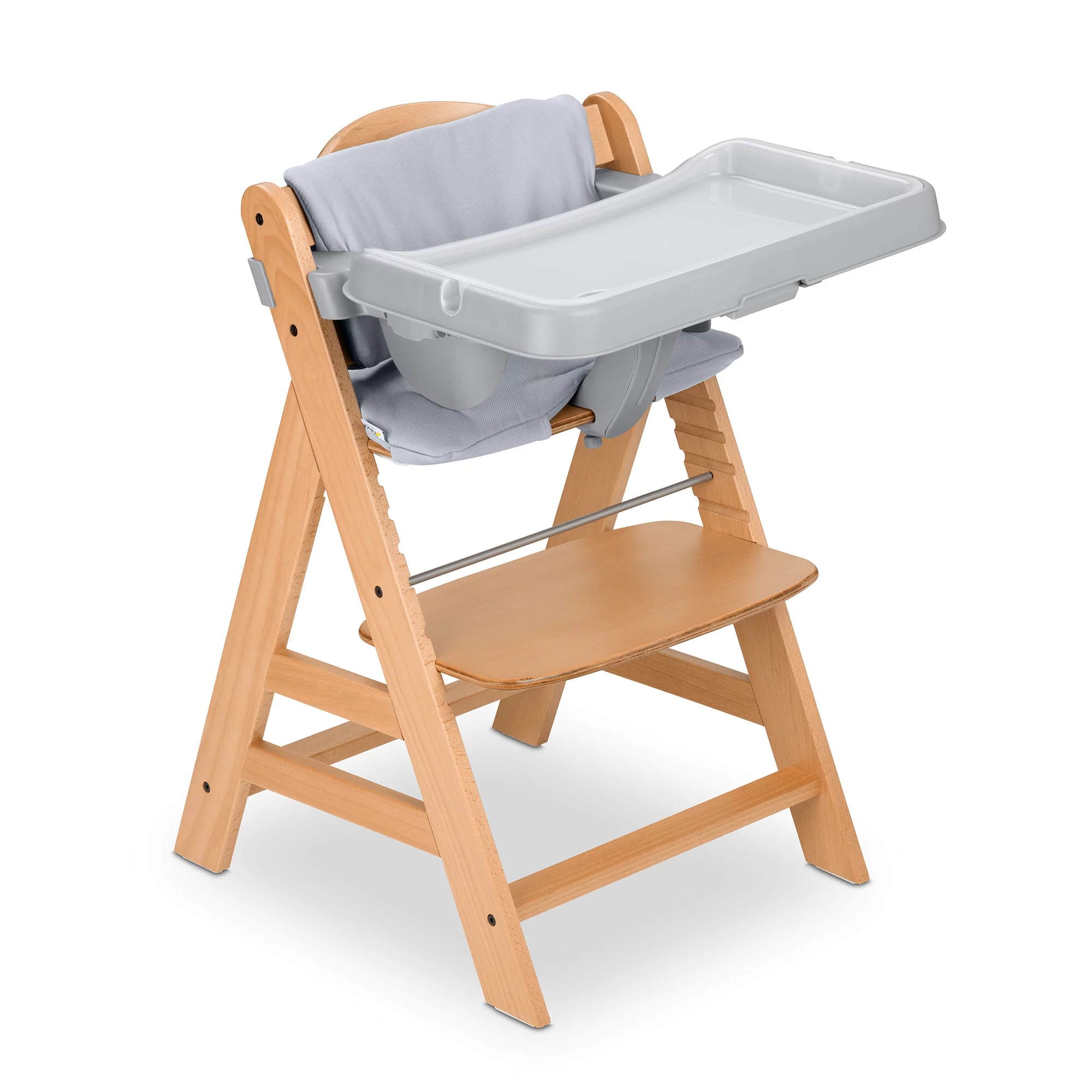 hauck AlphaPlus Grow Along Wooden High Chair w/Grey Tray & Seat Cushion