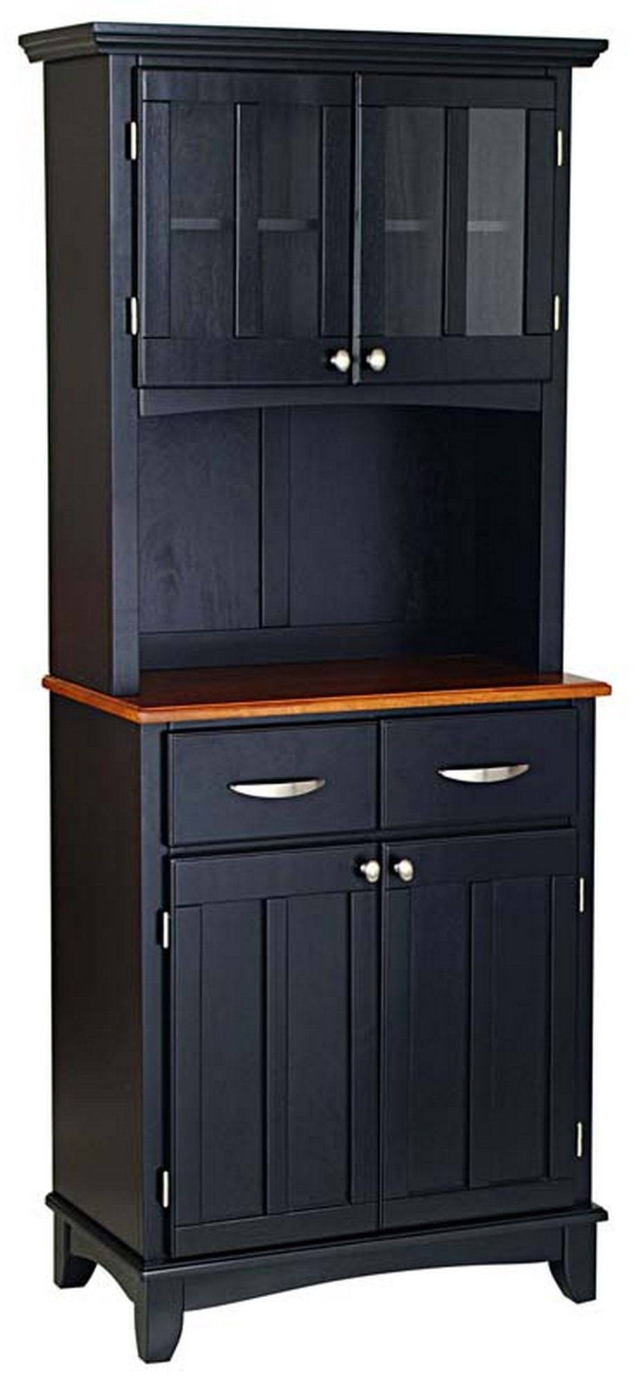 Home Styles Black Hardwood Buffet with Wood Top Hutch - Avayadevconnect