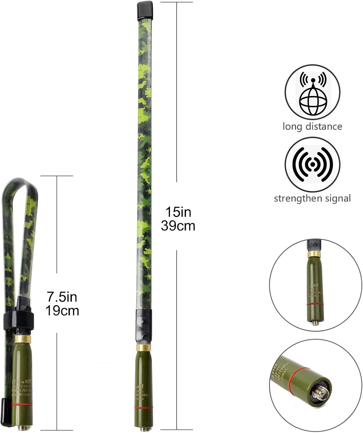 HYS Tactical Foldable Dual Band Antenna, 144/430Mhz UHF VHF 15.3inch SMA-Female Antenna for Baofeng UV-5R Series, UV-82 Series, BF-F8HP Kenwood 2-Way Radio Scanner HT