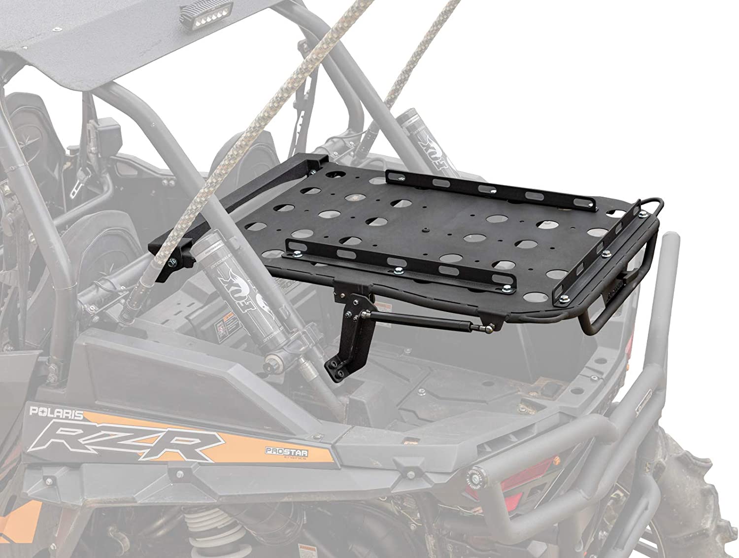 SuperATV Cargo Rack Alpha for 2014+ Polaris RZR XP 1000/XP 4 1000|2016+ RZR XP Turbo/XP 4 Turbo|Doubles as a Cargo Rack and Spare Tire Carrier|Fits up to a 35" Tire|Capacity 75 Lbs.|CBS-P-RZR1K-00
