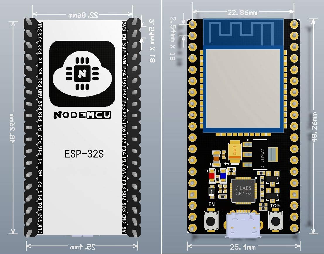 VKLSVAN ESP-WROOM-32 ESP32 ESP-32S Development Board 2.4GHz Dual-Mode WiFi + Bluetooth Dual Cores Microcontroller Processor Module for Arduino IDE Pack of 2