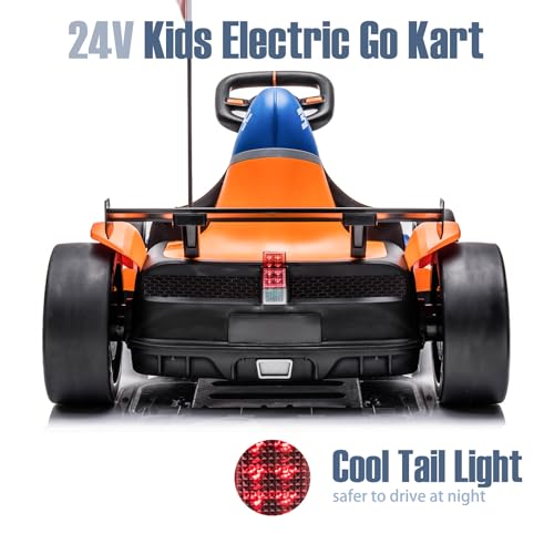 24V Electric Go Kart for Kids, Licensed Mclaren Battery Powered Drift Racing Go Kart, 7.5 MPH Drift Kart with 400W Powerful Motor, Kids Race Pedal Go Karting Car w/Damping System, Seat Blet