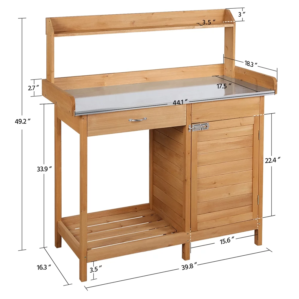 Yaheetech Garden Potting Bench W/Cabinet Drawer Open Shelf