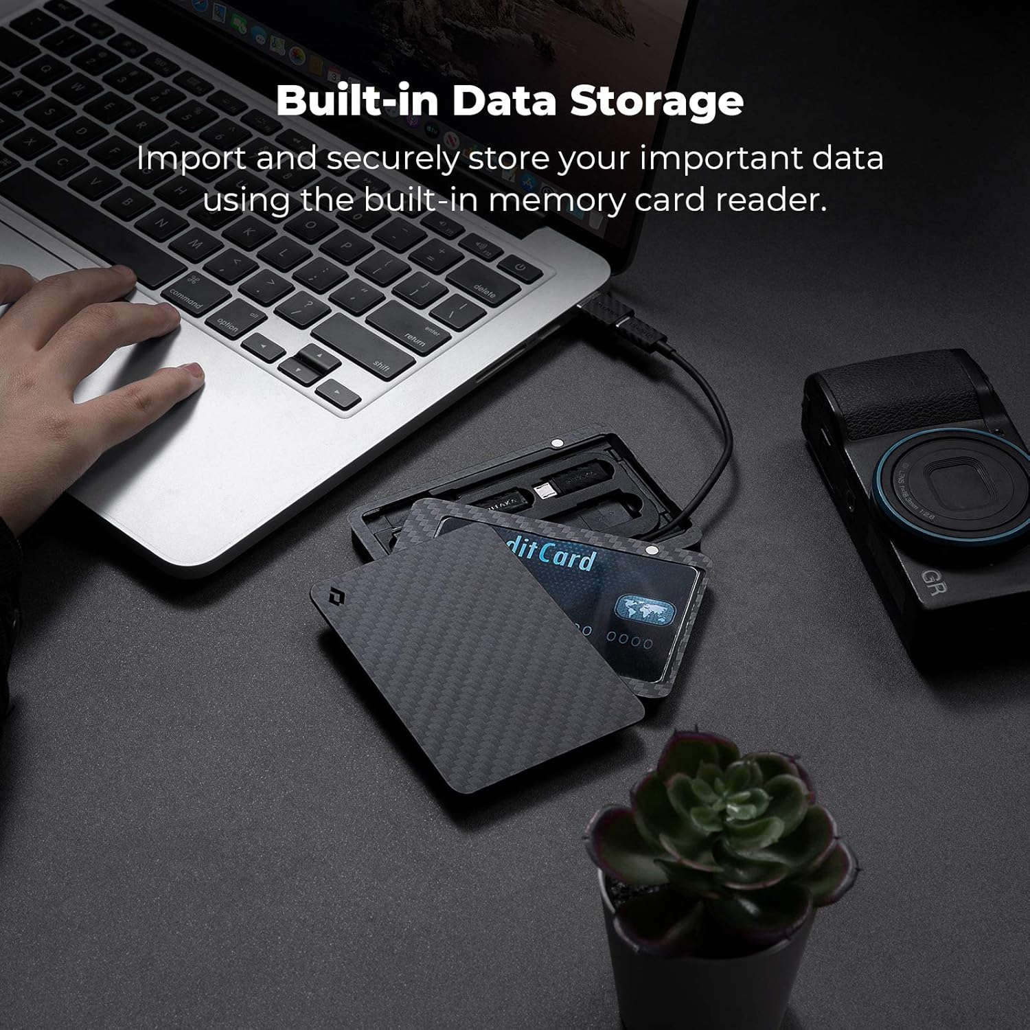 PITAKA MagEZ Digital Travel Kit Carbon Fiber Wallet Modular Layered Portable Electronic Tool Kit Contains Type-C Cable Adapters Built-in SD Card Reader 16GB Thumb Drive Store Sim and SD Cards