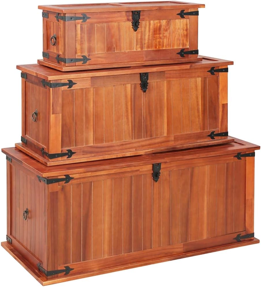 FAMIROSA Storage Chest, Storage Trunks, Box Organizer with Safety Hinge, Sturdy Wooden Storage Trunk with Metal Latch for Home Livingroom Bedroom Cafe Bar Hotel 35.4x17.7x15.7