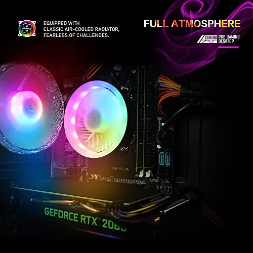 STGAubron Gaming PC Desktop Computer, Intel Core I7 up to 3.9 GHz, Radeon RX 580 8G, 16G RAM, 512G SSD, WiFi, Bluetooth 5.0, RGB Fan x6, RGB BT Sound Bar, Windows 10 Home