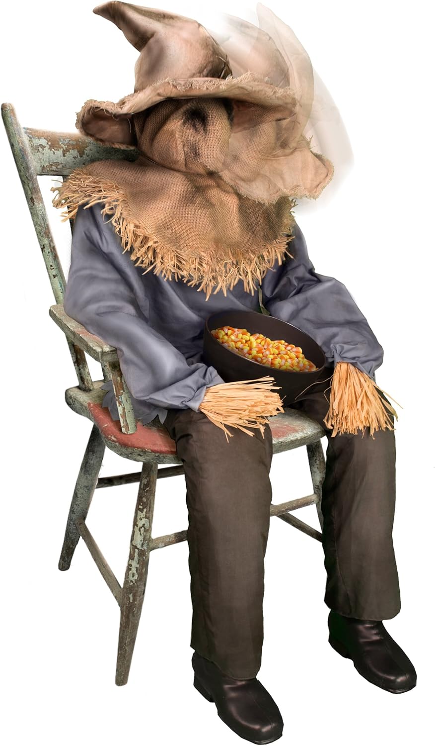 Spirit Halloween Sitting Scarecrow Animatronic | Halloween Décor | Horror Décor | 4.5 Feet | Scary Decoration | Motion and Sound Activated.