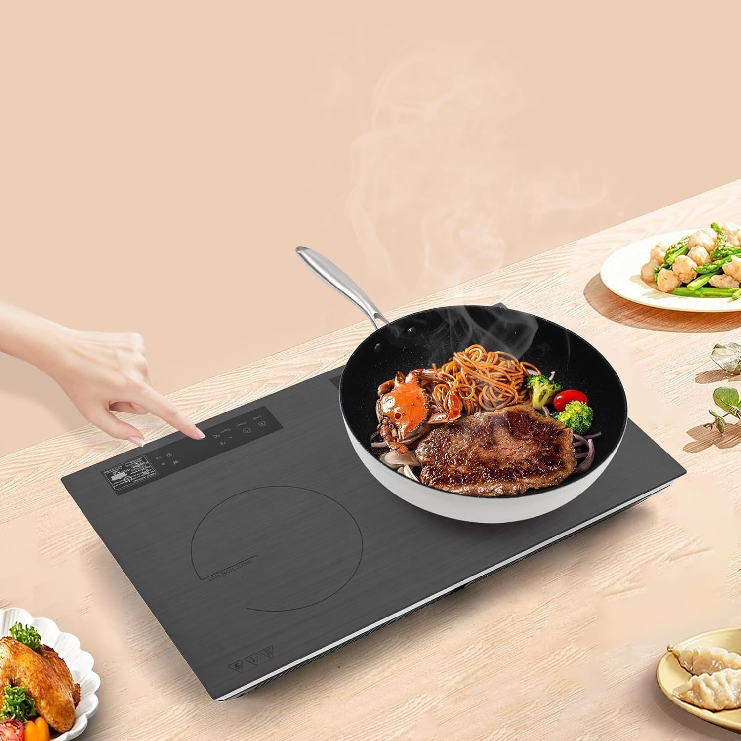 Double Induction Cooktop Double Induction Cooktop, 4000W 110V Induction stove top Knob Control, Portable Iduction Cooktop with 9 Power Levels