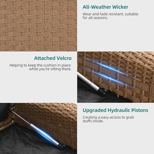 YITAHOME 230 Gal Outdoor Storage Box, XXL All-Weather Wicker Deck Box for Patio Furniture, Cushions, Pool Accessories and Garden Tools - Black