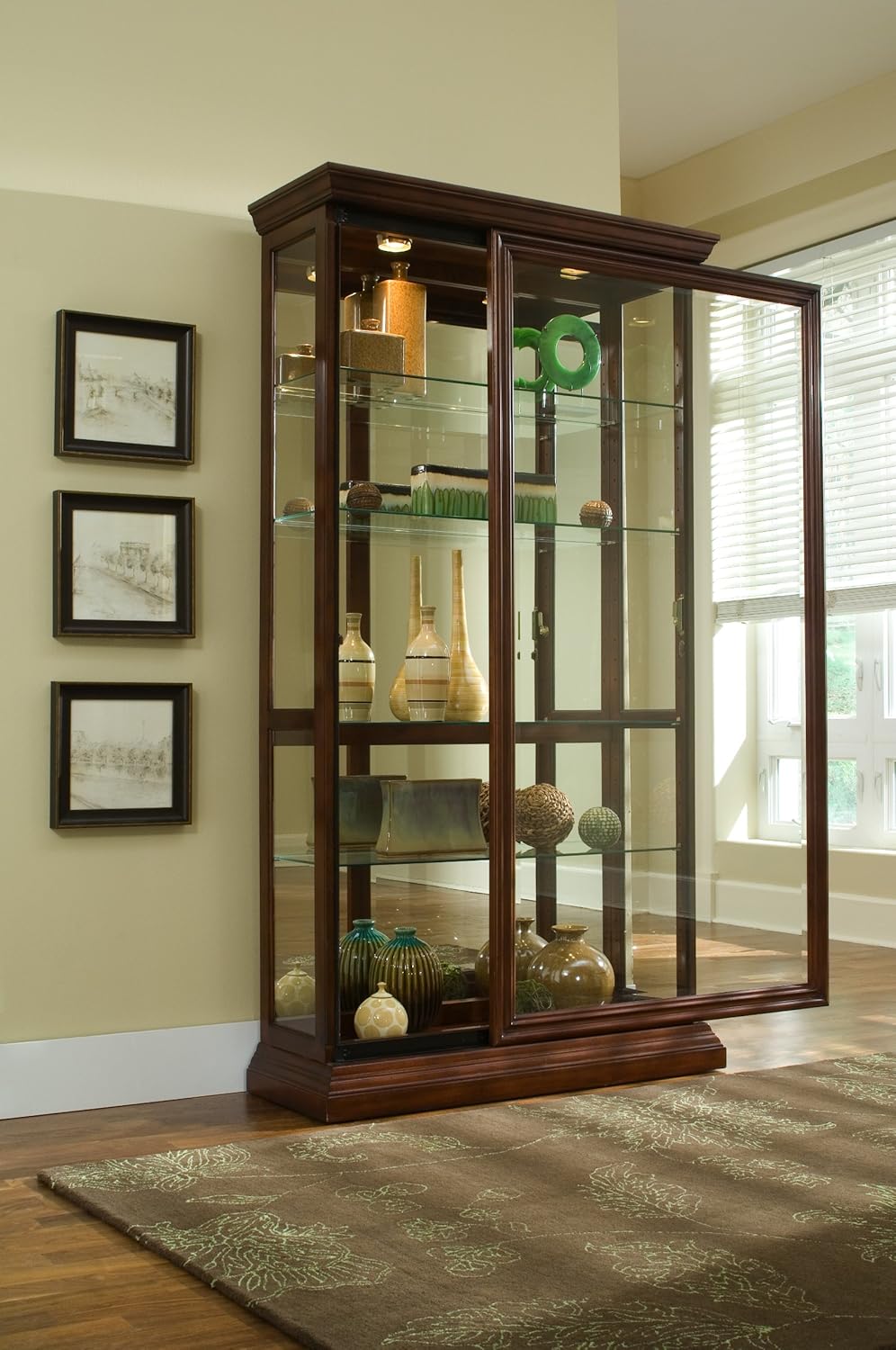 Pulaski Two Way Sliding Door Curio, 43 by 16 by 80-Inch