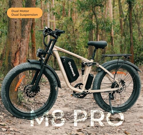 Dual Motor Electric Bike for Adults, 52V 4000/5000W Peak Motor, 40/45MPH, 1300Wh Battery, Up to 100 Miles Range, 26" x 4.0 Fat Tire Ebike with 7-Speed, Suspension, Turn Signals and Dual Disc Brakes