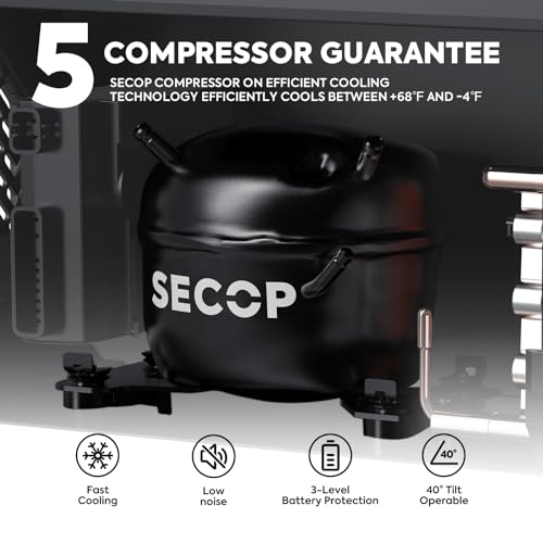 ICECO APL55 58Qt 12V Car Refrigerator, Dual Zone Portable Freezer with SECOP Compressor, -4℉~68℉, APP Control Portable Refrigerator, Compact Freezer for Truck RV Van SUV, DC&AC | Silver with AC Cable