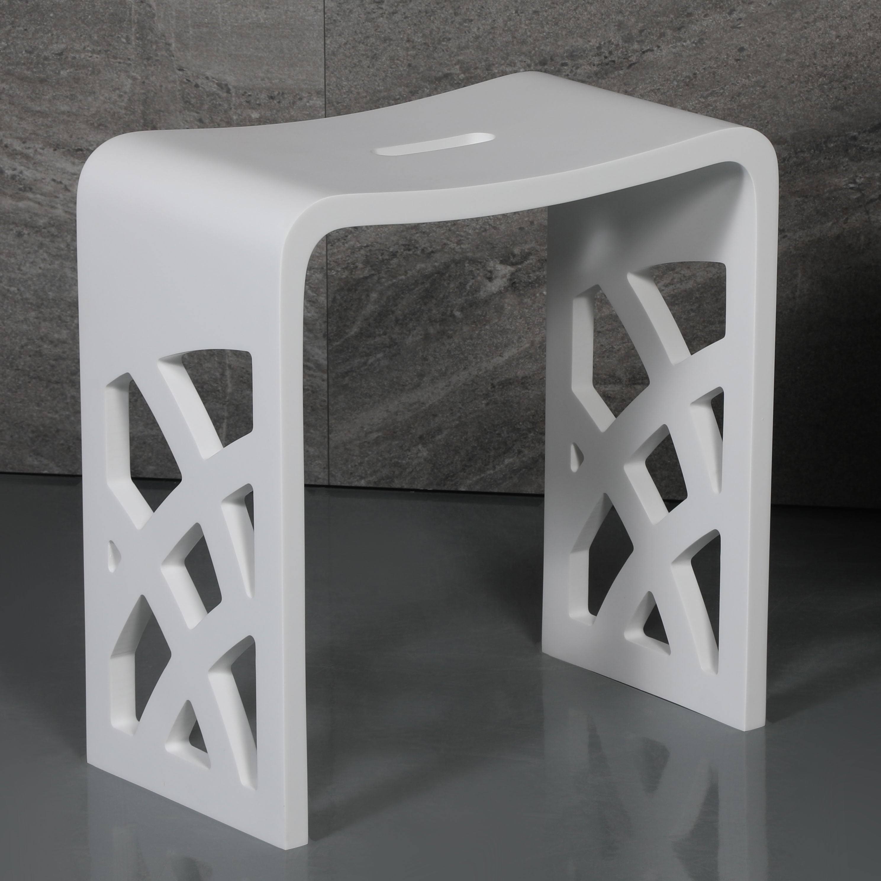 Alfi ABST88 Designer Solid Surface Resin Bathroom u0026 Shower Stool White Matte