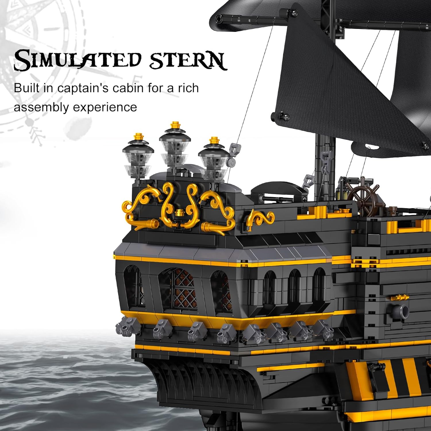 Mould King Large Pirates Ship Model Building Blocks Kits, MOC Black Pearl Sailboat Model Construction Set to Build, Gift for Kids Age 8+/Adults Collections Enthusiasts (5266+ Pieces)