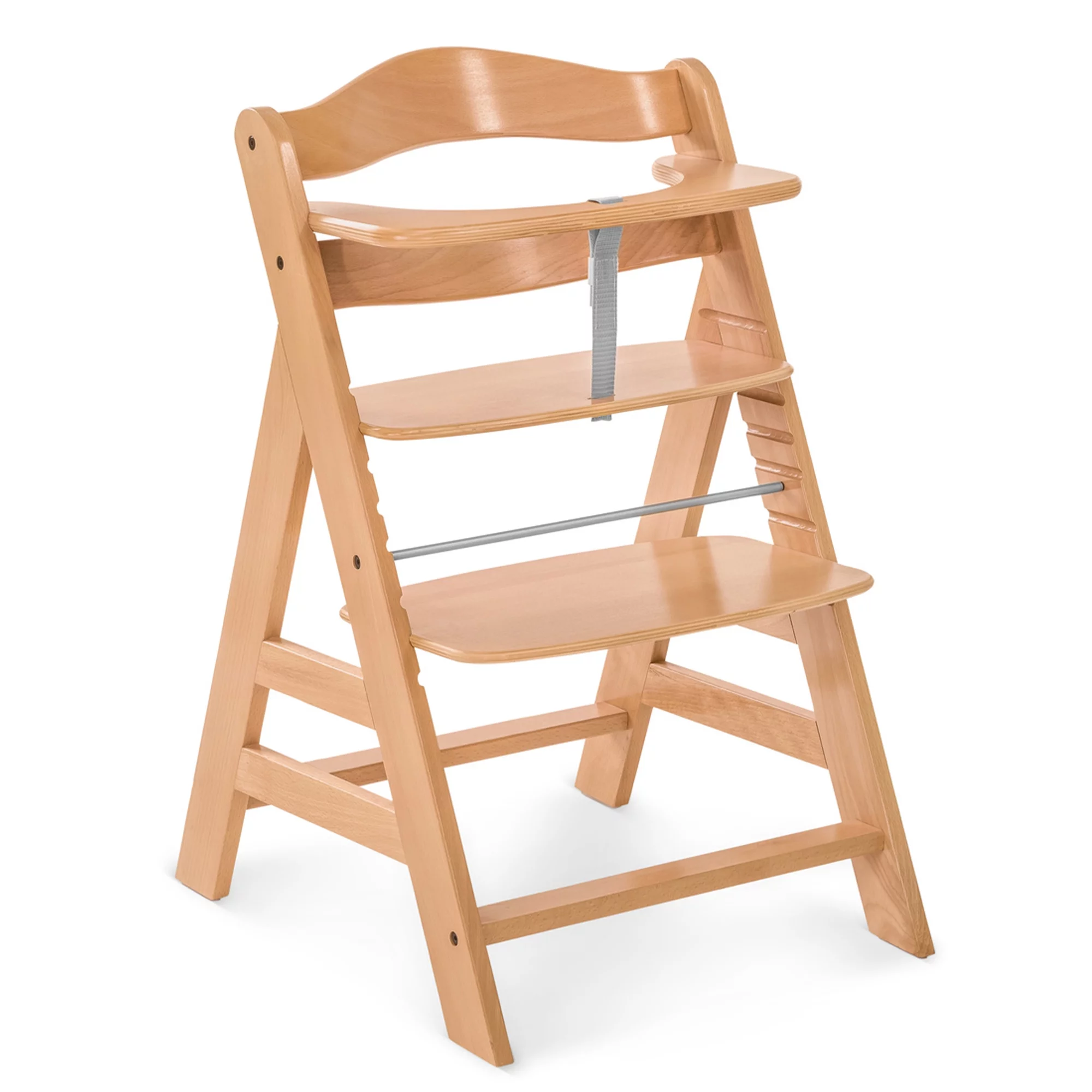 hauck AlphaPlus Grow Along Wooden High Chair w/Grey Tray & Seat Cushion