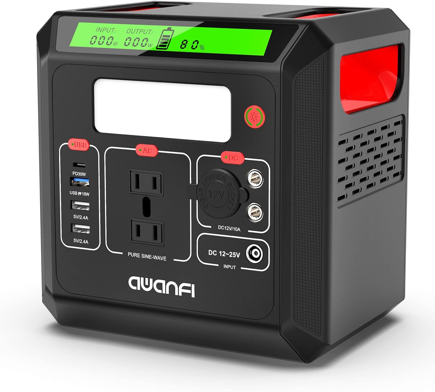 Portable Power Station 500W, AWANFI 518.4Wh Solar Generator with 110V Pure Sine Wave AC Outlets, 12V Regulated DC, USB PD Output, Battery Power Generator for Camping Home Blackout RV, Ship from TX