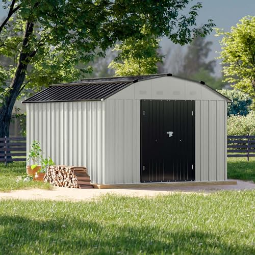 Patiowell 3 x 3 FT Outdoor Storage Shed,Small Garden Tool Storage Shed with Sloping Roof and Single Lockable Door, Outdoor Shed for Backyard Garden Patio Lawn, Grey