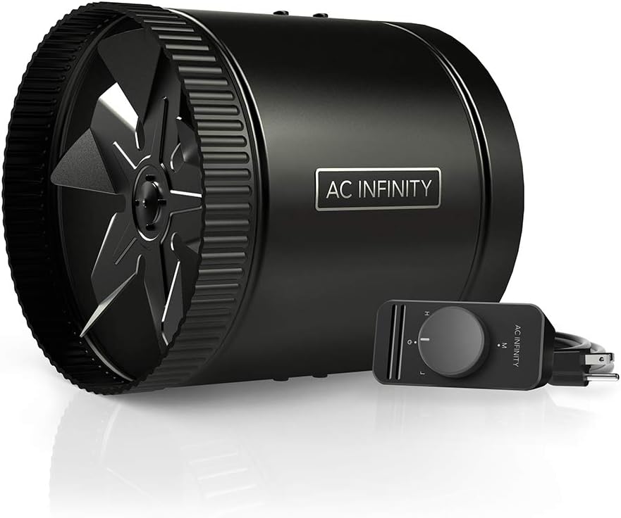 AC Infinity RAXIAL S8, Inline Booster Duct Fan 8” with Speed Controller - Low Noise Inline HVAC Blower Can Fan for Basements, Bathrooms, Kitchens, Workshops