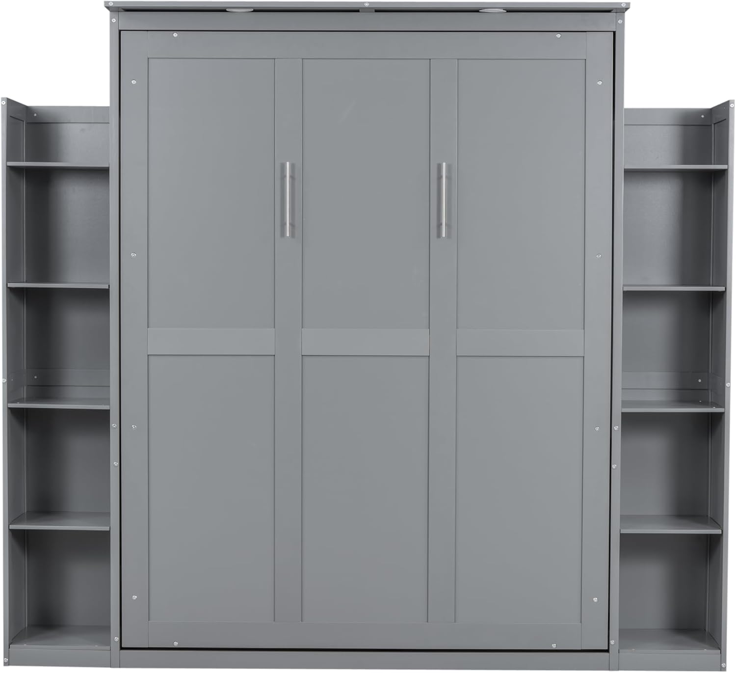 WADRI Queen Size Murphy Bed Wall Bed with Bookshelf, Can Be Folded Into Cabinet, Solid Wood Murphy Bed Chest Cabinet Bed for Guest Room Bedroom Office, Maximize Space Savings (Gray-sd1)