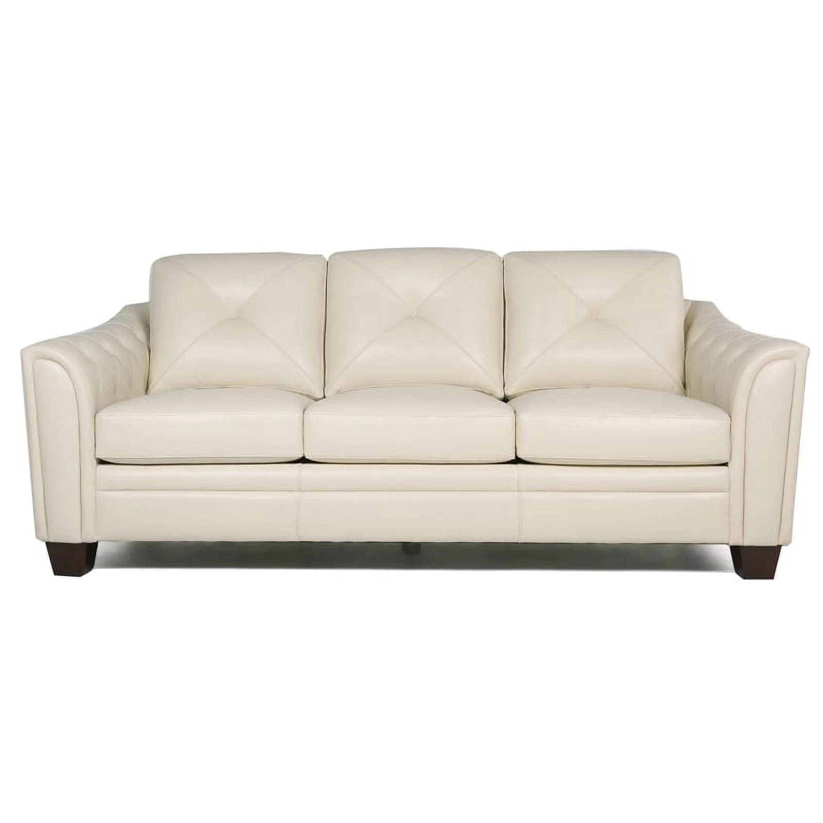 Daily Tufted Leather Sofa In Ivory
