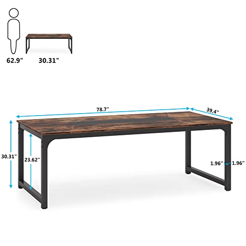 Tribesigns Modern Computer Desk, 63 x 31.5 inch Large Executive Office Desk Computer Table Study Writing Desk Workstation for Home Office, Spliced Desktop, White