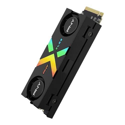 PNY CS3150 1TB PCIe Gen5 x4 NVMe M.2 SSD with Dual Fan Black Heatsink – Microsoft DirectStorage Compatible – up to 11500 MB/s Read – M280CS3150HS-1TB-RB