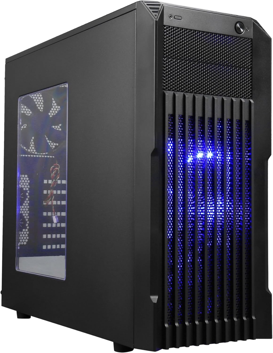 ROSEWILL ATX Mid Tower Gaming Computer Case, Gaming Case with Blue LED for Desktop / PC and 3 Case Fans Pre-Installed, Front I/O Access Ports (CHALLENGER S)