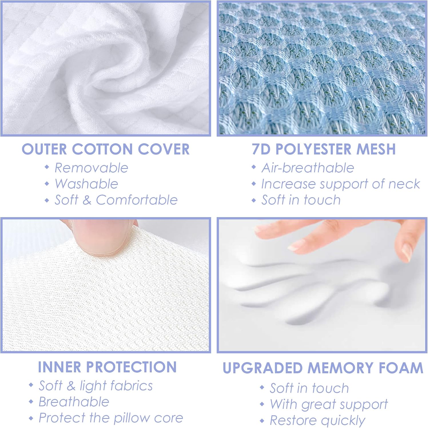 Cervical Memory Foam Pillow, Contour Pillows for Neck and Shoulder Pain, Ergonomic Orthopedic Sleeping Neck Contoured Support Pillow for Side Sleepers, Back and Stomach Sleepers