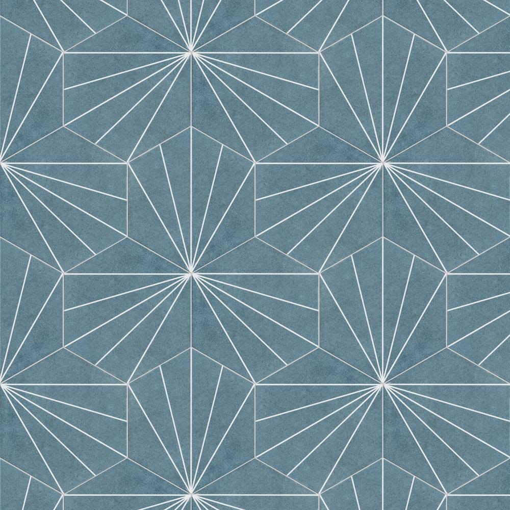 EliteTile Aster Hex Azul Encaustic 8-5/8 in. x 9-7/8 in. Porcelain Floor and Wall Tile (11.56 Sq. ft./Case)