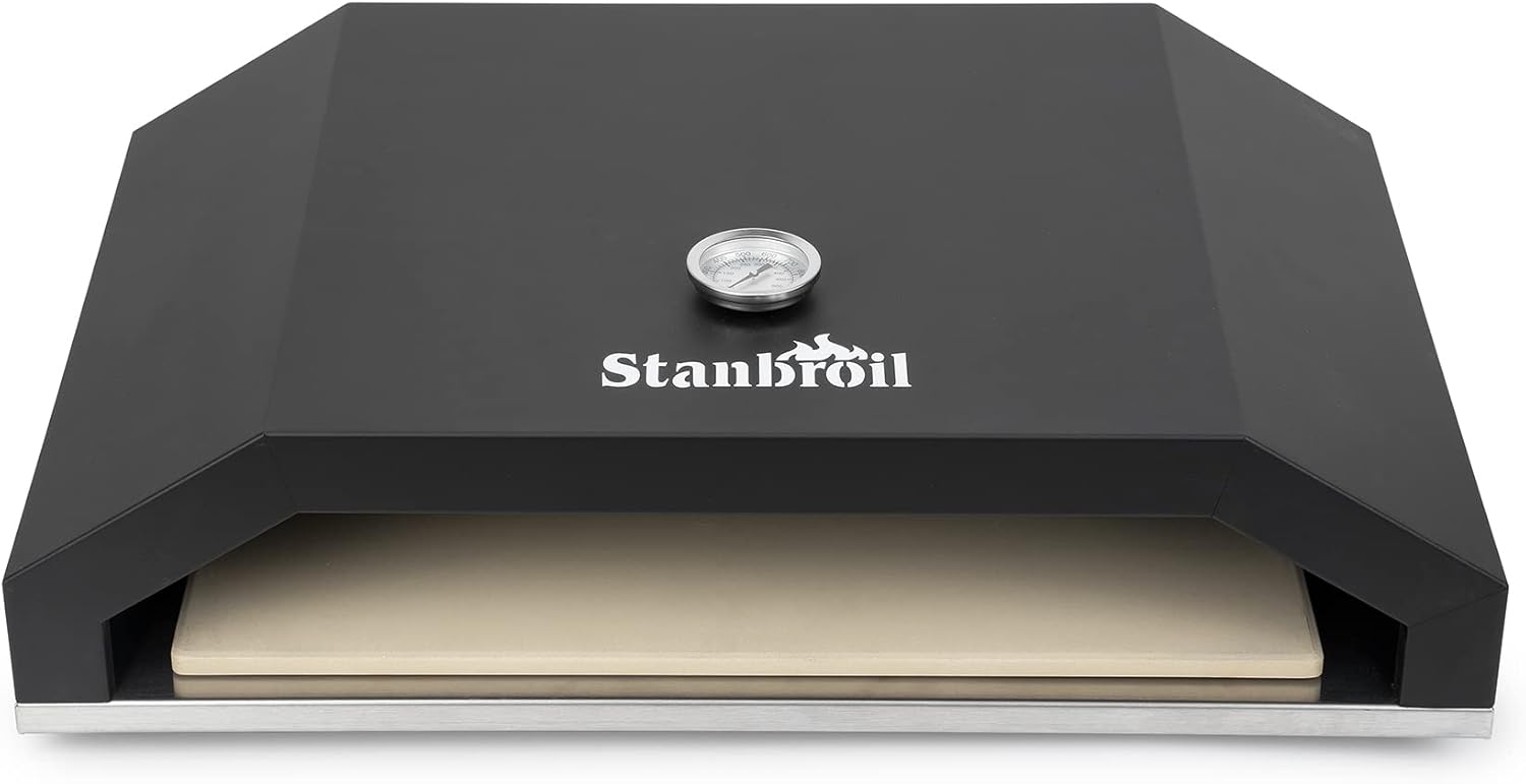 Stanbroil Outdoor Pizza Oven Pizza Maker for Blackstone 22", 28" Tabletop Griddles Cooking Station, Blackstone Flat Top Gas Grill Accessories with Temperature Gauge, 17.3 in. x 12 in. Pizza Stone
