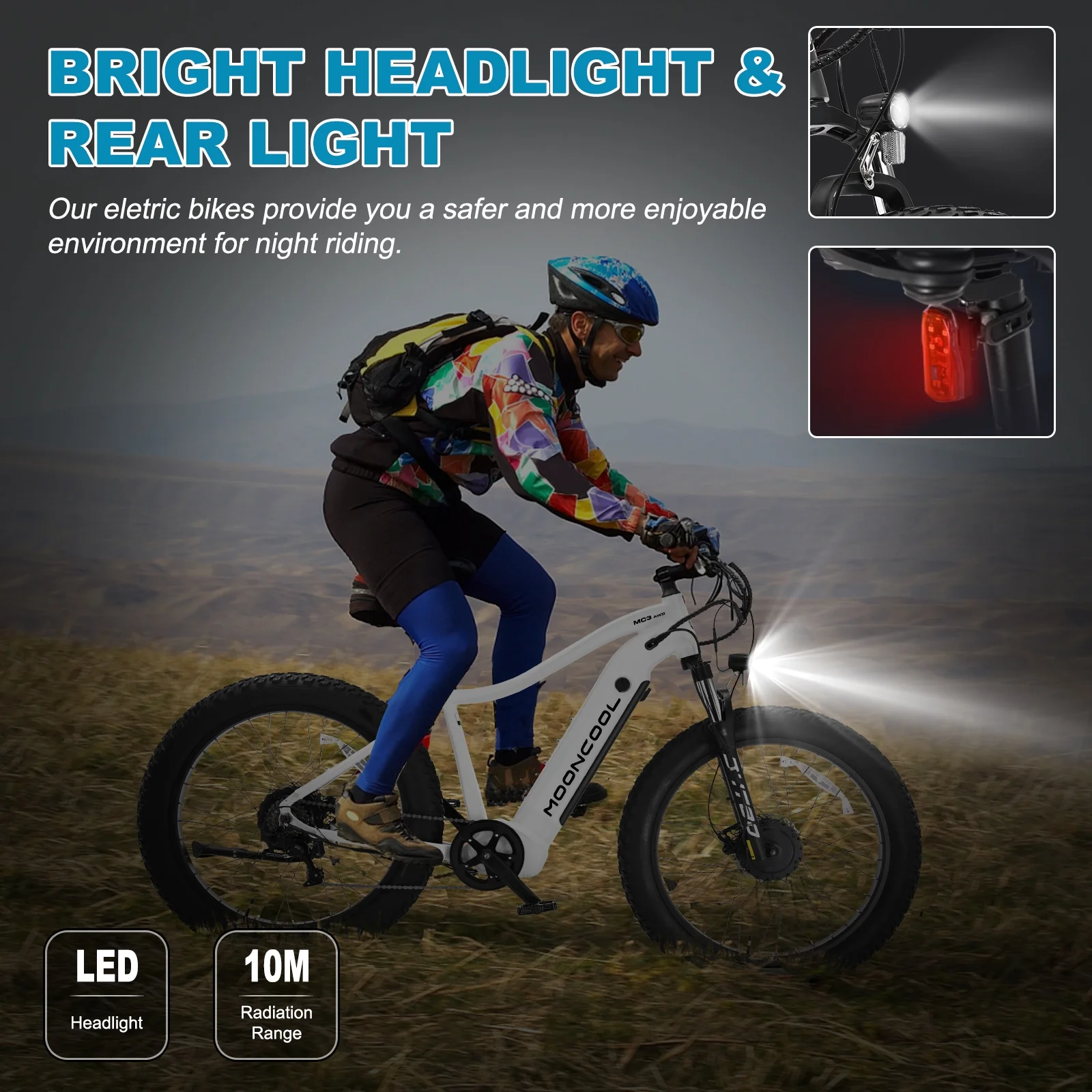 ABORON Electric Bike for Adults, 1000W Dual Motor AWD MTB，48V 15AH Battery，26" X 4" Fat Tire All Terrain Ebikes，20MPH 7-Speed Mountain Electric Bicycle