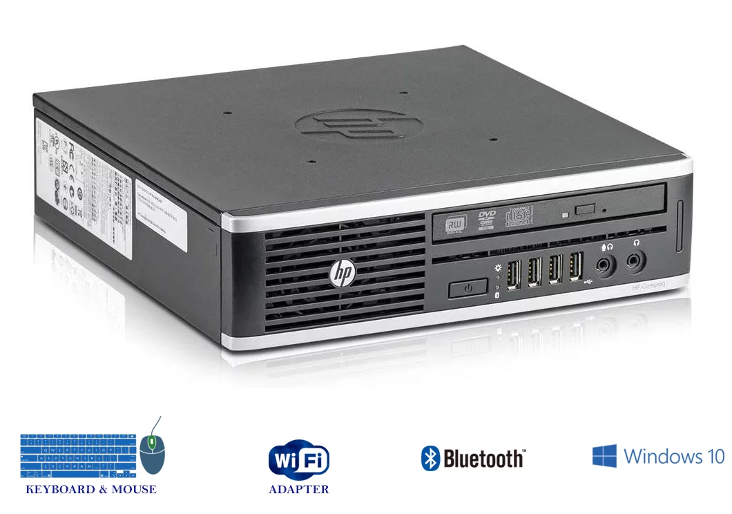 Restored Work from home Ultra Slim HP 8200 USFF Mini Desktop Computer Core i52nd 8GB Ram, 500GB HDD, Dual 17" LCD, WiFi, Bluetooth, Win10 Home (Refurbished)