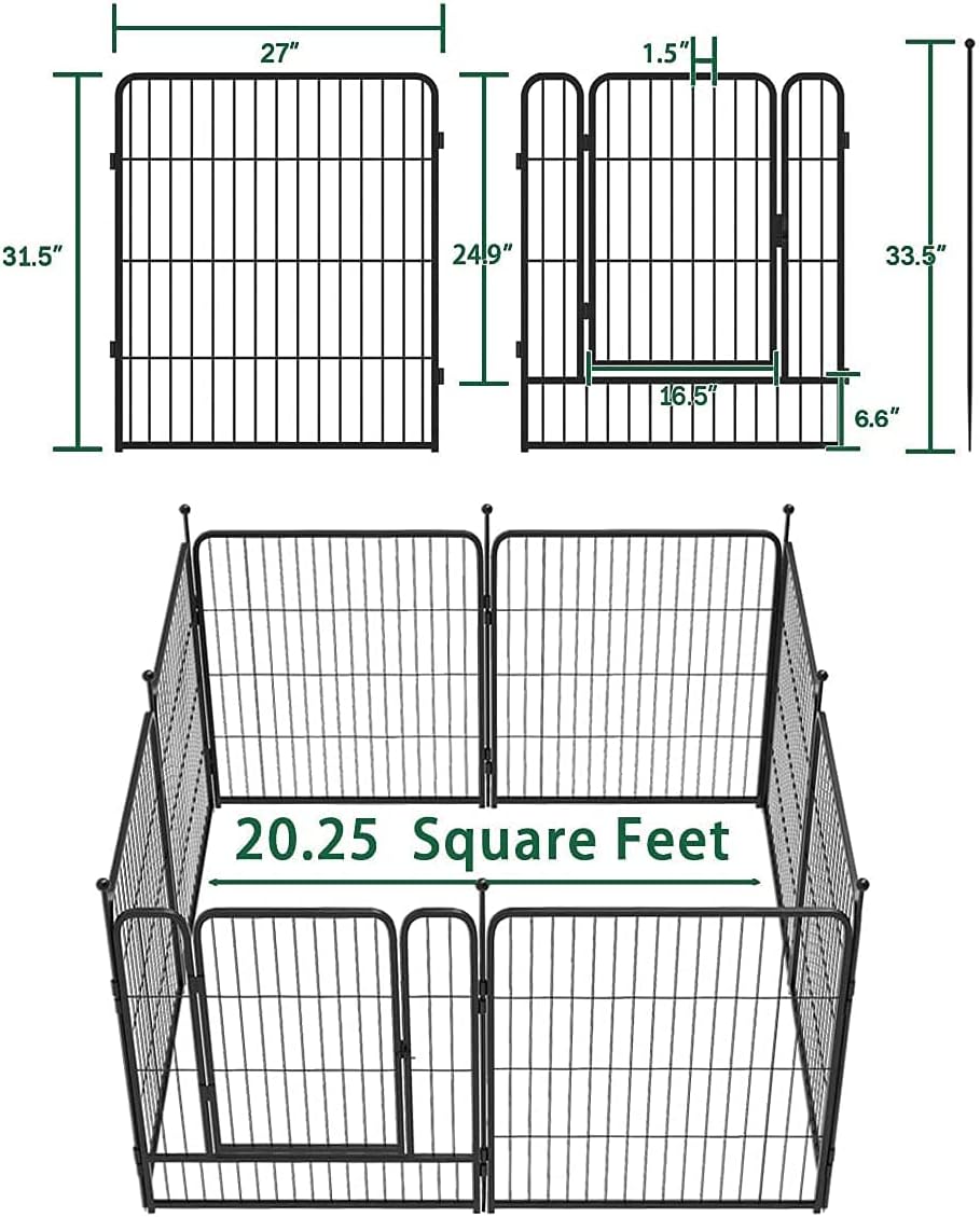 FXW Dog Playpen, 8/16/24/32 Panels Dog Pen Indoor Outdoor 32-Inch Height Puppy Playpen Pet Fence Gate with Doors for Large/Medium/Small Dogs, Exercise Pen for Yard,Camping, RV