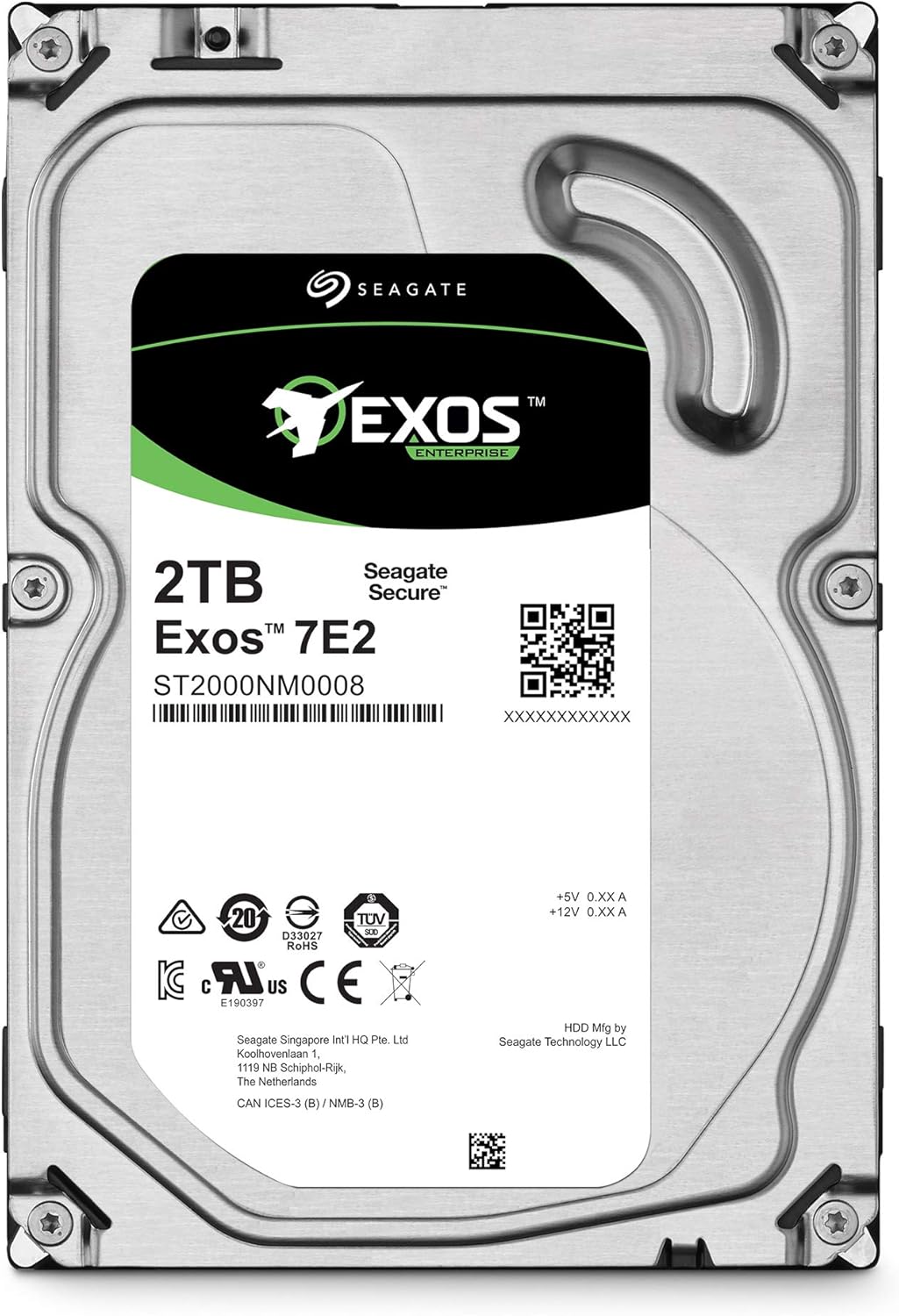 Seagate Exos X18 18TB Enterprise HDD - CMR 3.5 Inch Hyperscale SATA 6Gb/s, 7200 RPM, 512e and 4Kn FastFormat, Low Latency with Enhanced Caching (ST18000NM000J)