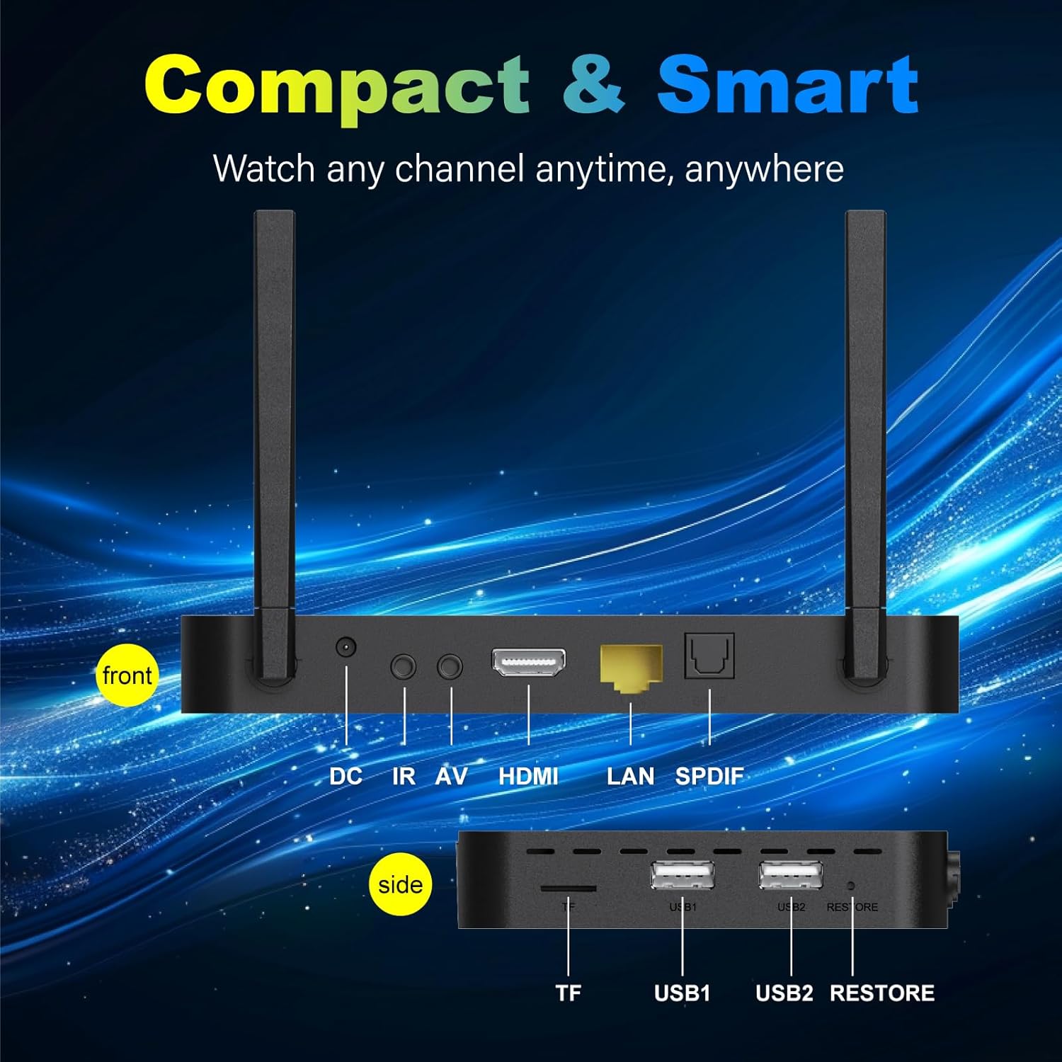 Super Stream S-5-P R O TV Box,with Channels Free,4GB RAM+32GB ROM,with Voice Remote,6K HDMI,2T2R,1*Portable Audio,1*Sunset Light,Dual Band Wifi,Newest Version Super Bundle Box,Detailed Setup Guide