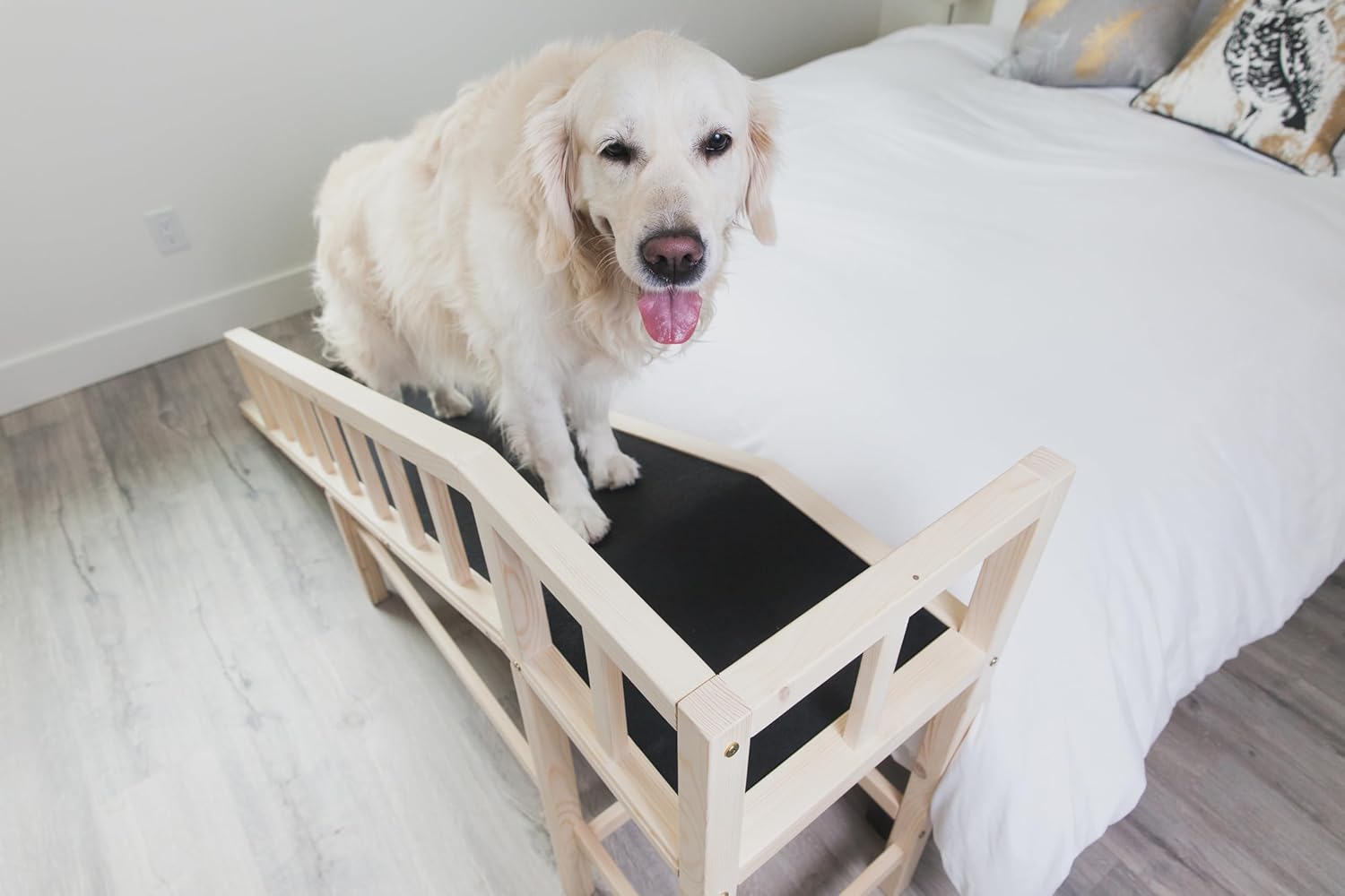 Gentle Rise Dog Bed Ramp | New & Improved Non-Slip Flooring | 74" Long and Supports Small, Large, Elderly Dogs 130+ LBS Capacity