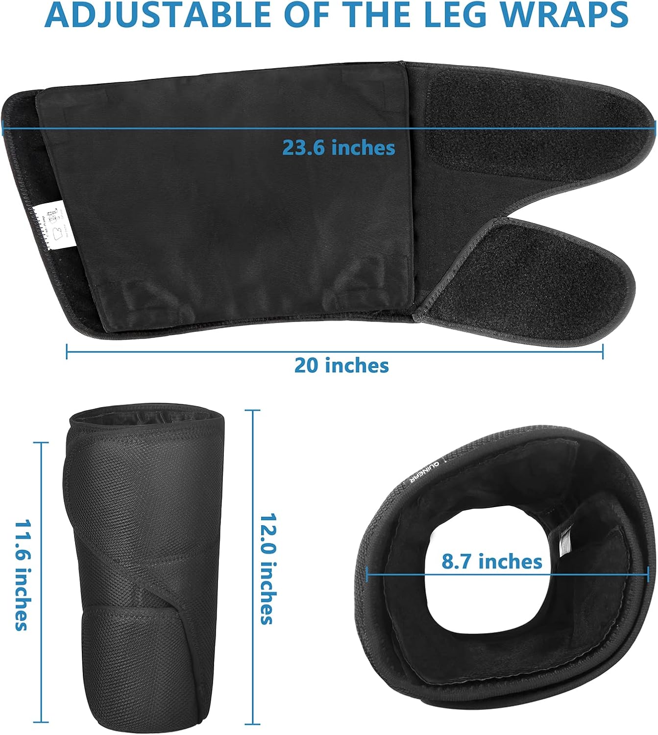 QUINEAR Leg Massager with Heat and Air Compression, Calf Massager with 3 Modes 3 Intensities 2 Heating for Circulation and Pain Relief