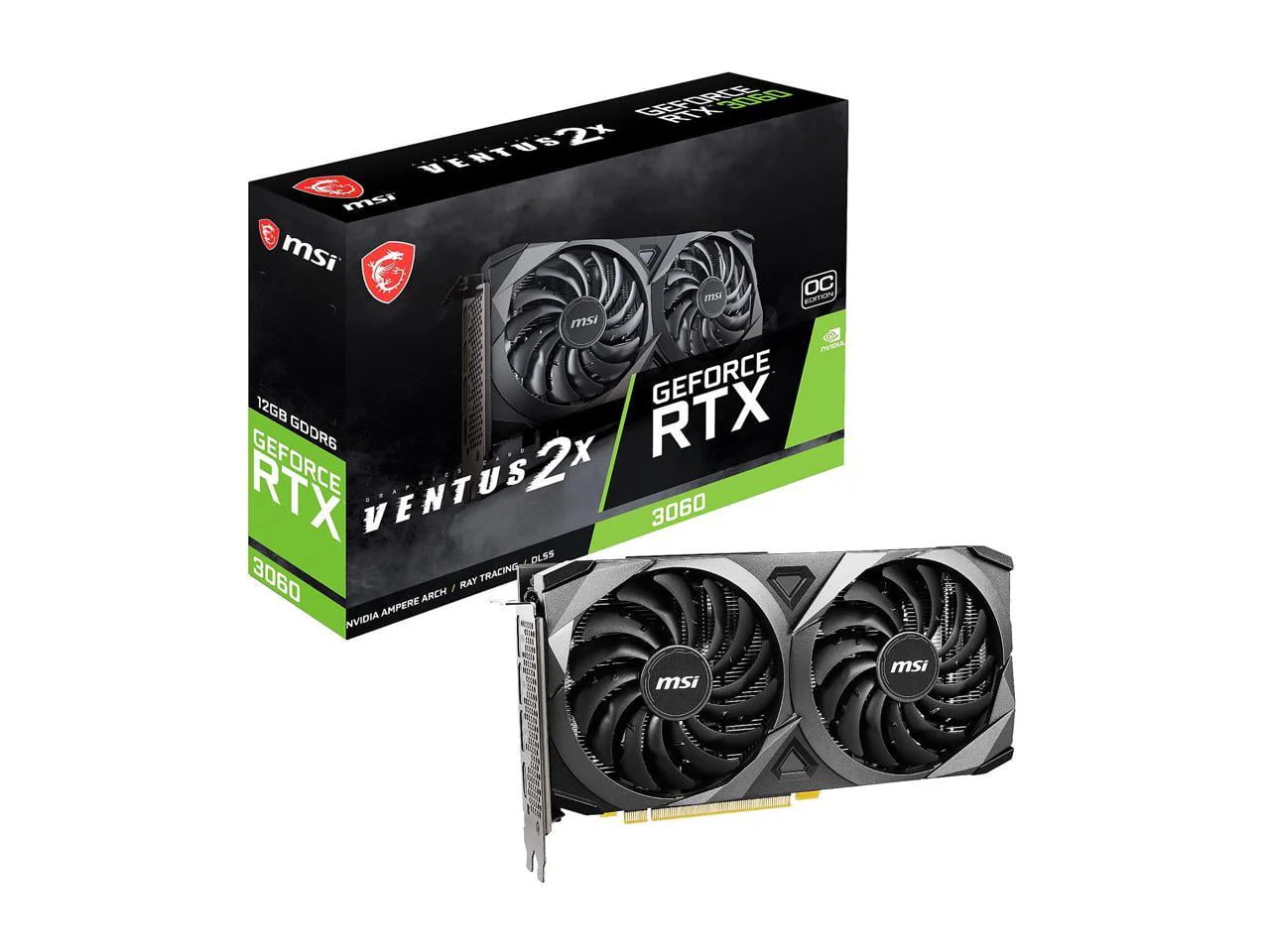 MSI NVIDIA GeForce RTX 3060 Graphic Card - 12 GB GDDR6 - 1.81 GHz Boost Clock - 192 bit Bus Width - PCI Express 4.0 - DisplayPort - HDMI