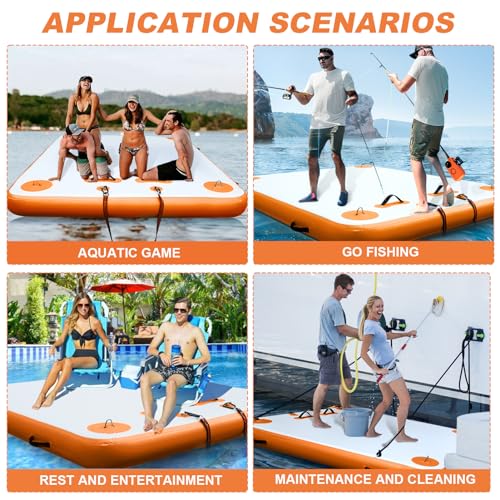 VOFiTNY Inflatable Floating Dock, Swim Platform Floating Dock for Lakes, Lake Floats for Adults, Island Raft Mat for Lake Beach Ocean, Non-Slip Surface